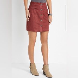 Maurices Faux Suede Button Down High Rise Skirt